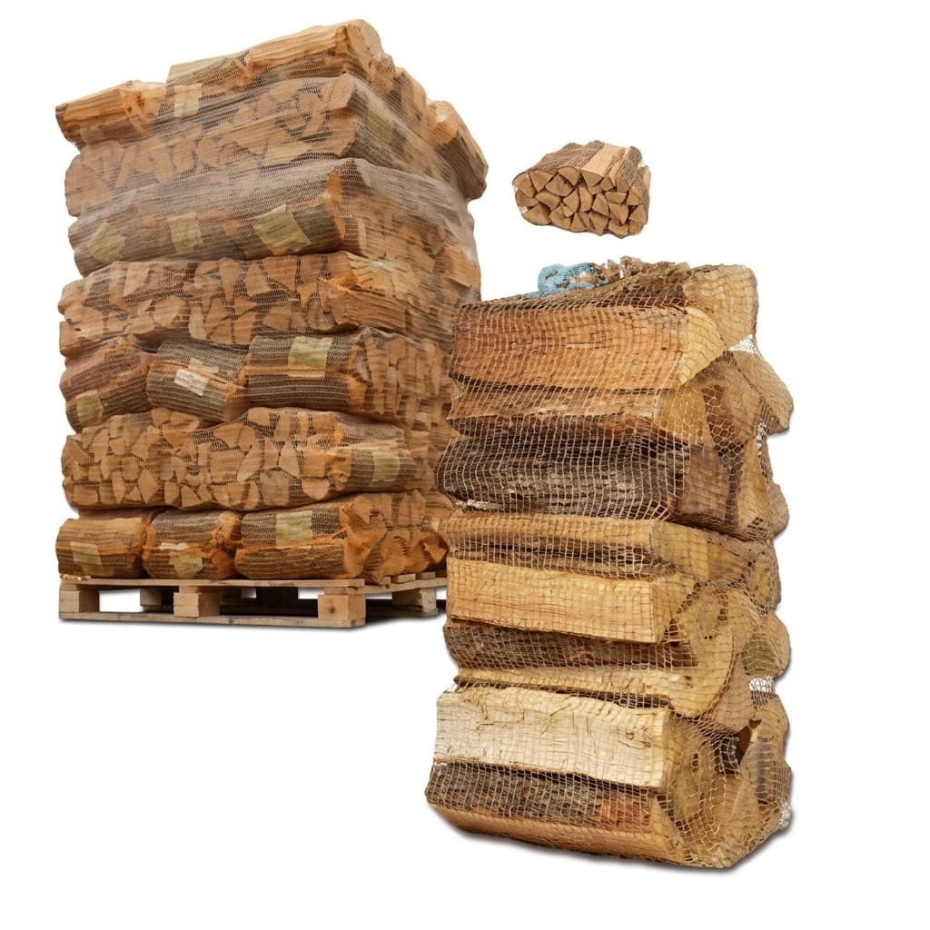 Stère Malin — 40 Filets Bûches 25kg Bois Dur 30cm Qualité Supérieure