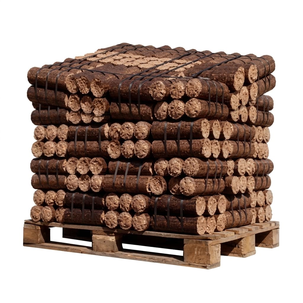 Stère Malin — Bûches Densifiées de Nuit Demi-Palette 480kg Chaleur Continue