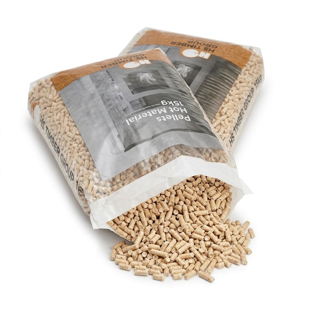 Stère Malin — Pellets HS Timber 100% Résineux 66 Sacs Qualité Autrichienne