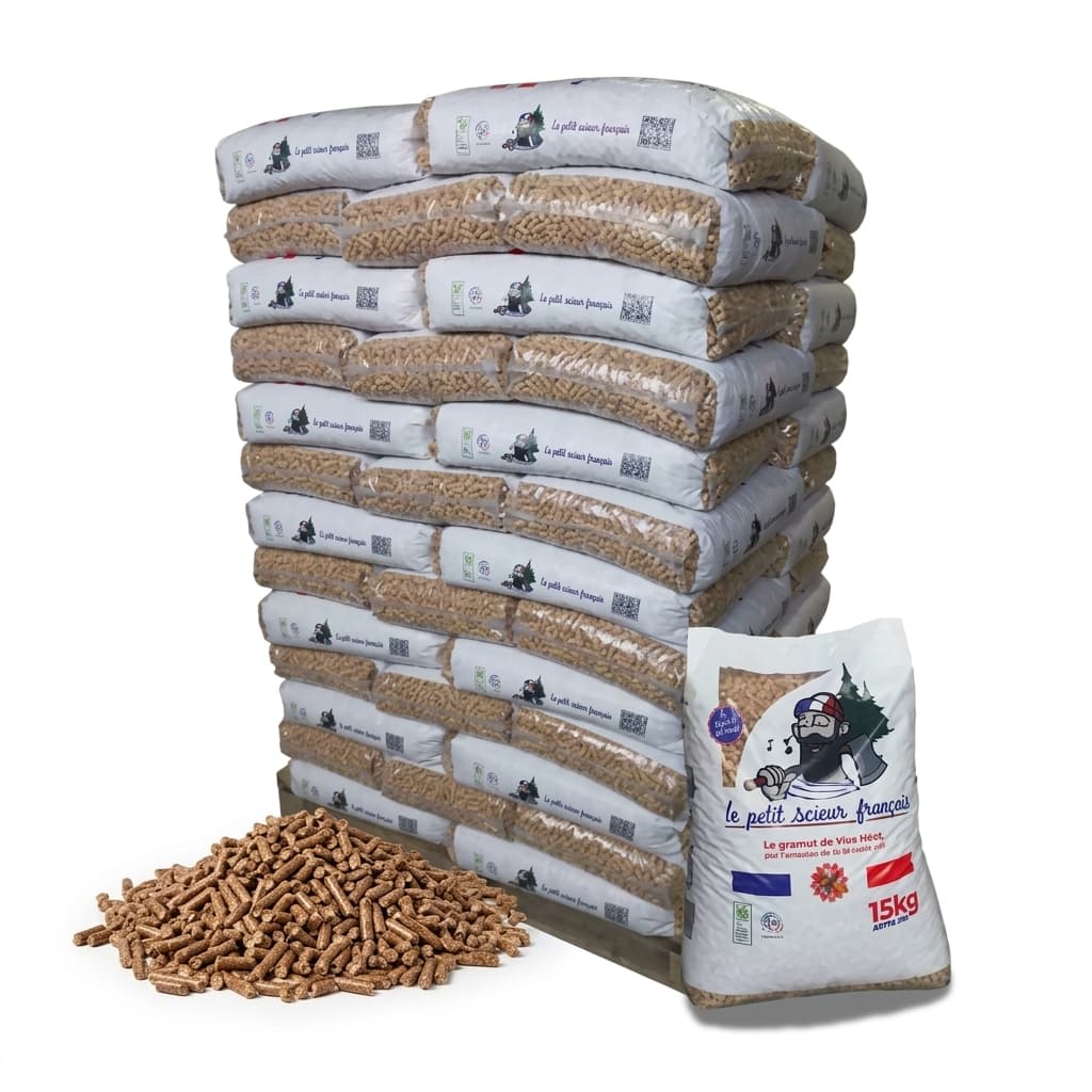 Stère Malin — Pellets Le Petit Scieur Français 65 Sacs 100% Résineux Artisanal